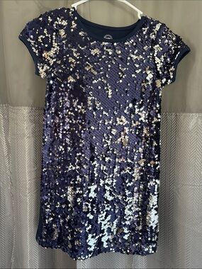 wonder nation Navy and Silver Sequin Party Dress
